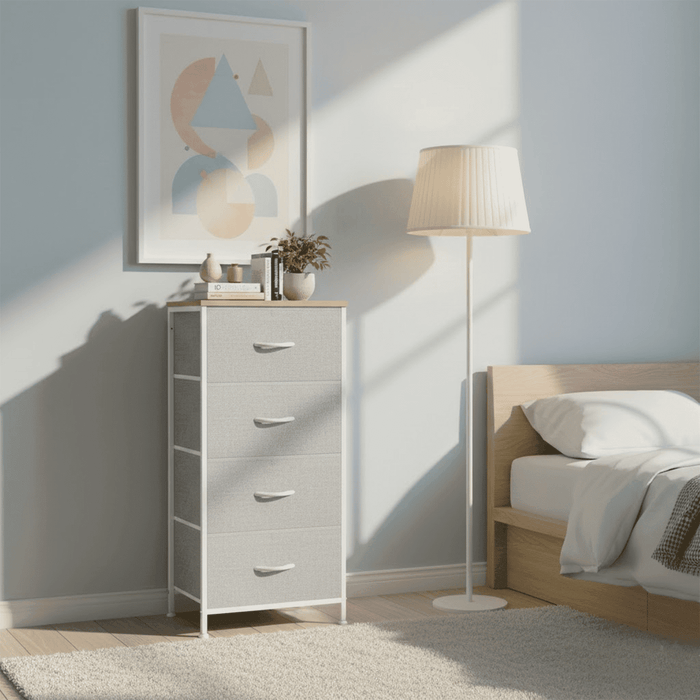 Taoset 4 Drawers Dresser, Storage Dresser Organizer with Drawers, Chest of Drawers, Dresser with Metal Frame and Wood Tabletop for Bedroom, Guest Room, Closet, Entryway, Nursery, Light Gray