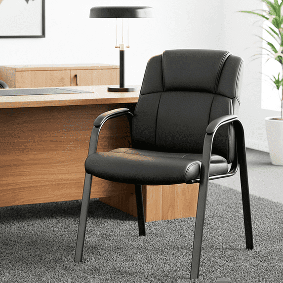Taoset Waiting Room Chairs, 1 PCS PU Leather Office Reception Guest Chair with Padded Arms for Home Office, Conference, Lobby, Medical Clinic Elderly Student
