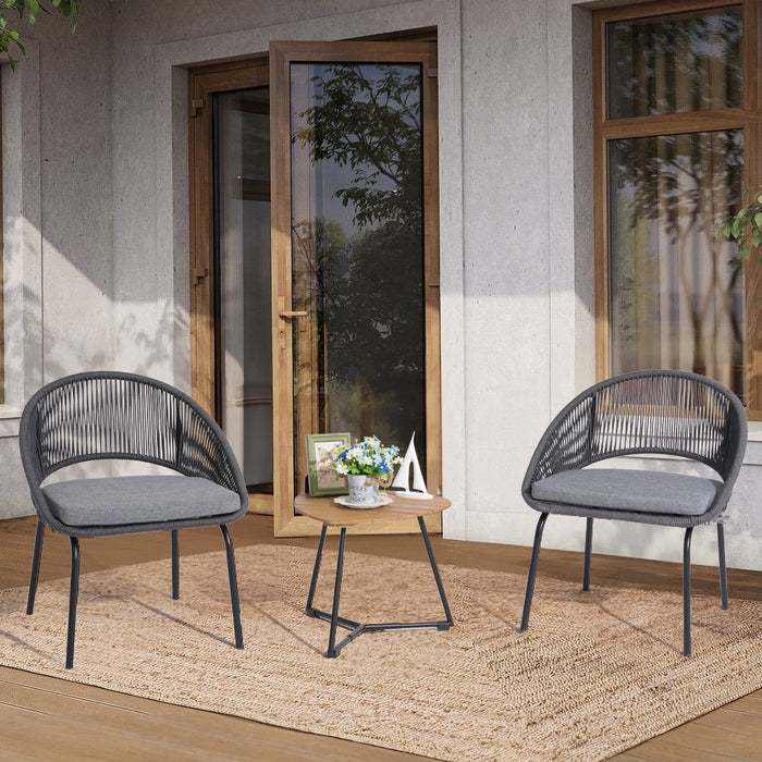 Simenmax 3 Piece Patio Furniture Set, Outdoor Bistro Chair Conversation for Yard Backyard Lawn Garden Porch, Gray