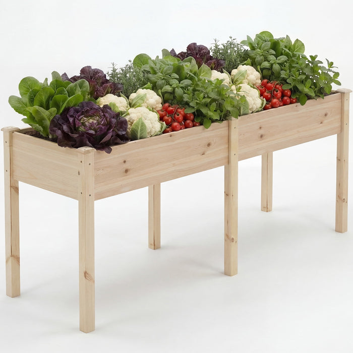 Betcozy Raised Garden Bed, 72x 23x 30 Inch Natural Wood Gardening Elevated Planter Box, Large Load-bearing, Wood