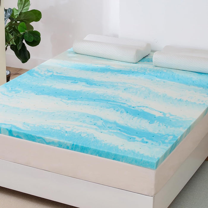 Blorly 2 inch Twin Gel Infused Mattress Topper, Memory Foam Mattress Bed Pad,Soft, Blue