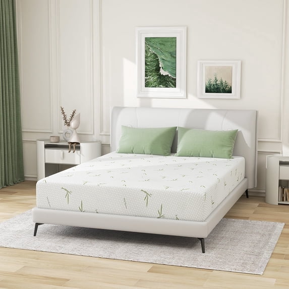 IULULU 10 Inch Queen, Green Tea Gel Memory Foam Mattress | Medium, Pressure Relief, CertiPUR-US Certified Mattress in Box