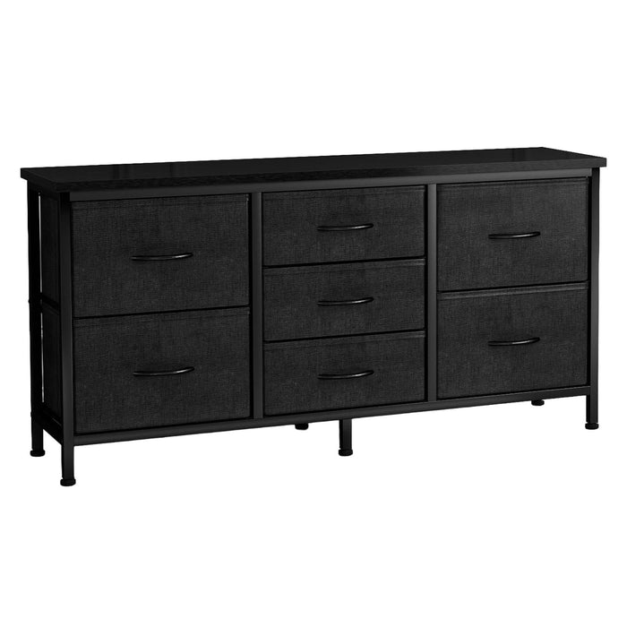 Betcozy Dresser, Storage Organizer with 7 Drawers for Bedroom, Chest of Drawers with Fabric Bins, Sturdy Metal Frame, Wood Tabletop for Guest Room, Closet, Entryway, Nursery, Black