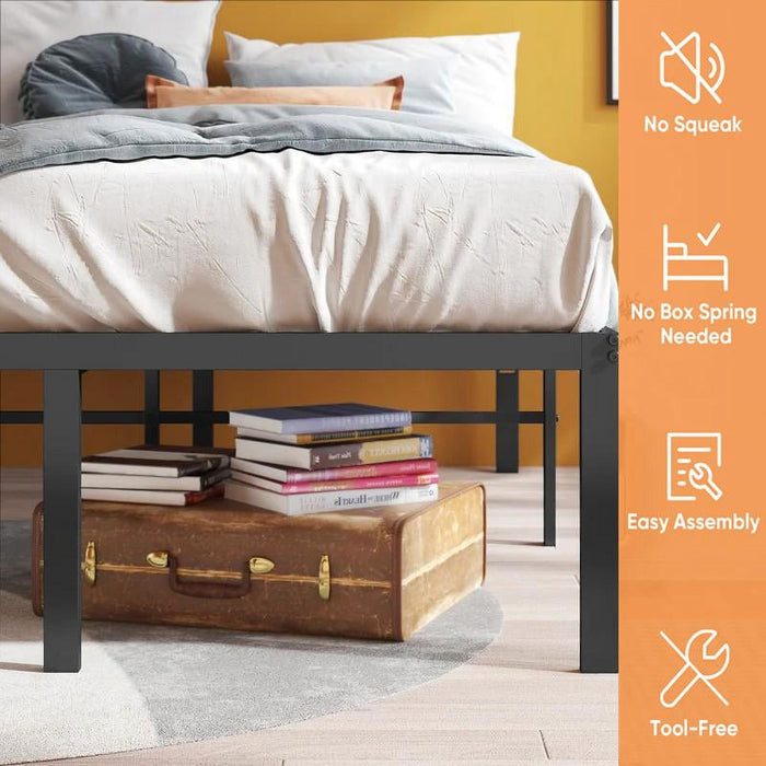 Metal Bed Frame with Storage Space ¨C Heavy Duty Platform, No Box Spring Needed, Black