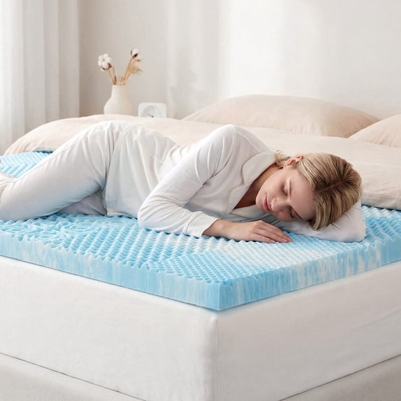 Beddle 2/3/4 Inch Memory Foam Mattress Topper, 5-Zone Support, Cooling Gel