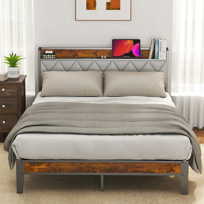 Taoset Queen Size Bed Frame, Bed with Headboard, 800LBS Heavy Duty Mattress Foundation with Steel Slats Support (No Box Spring Needed)