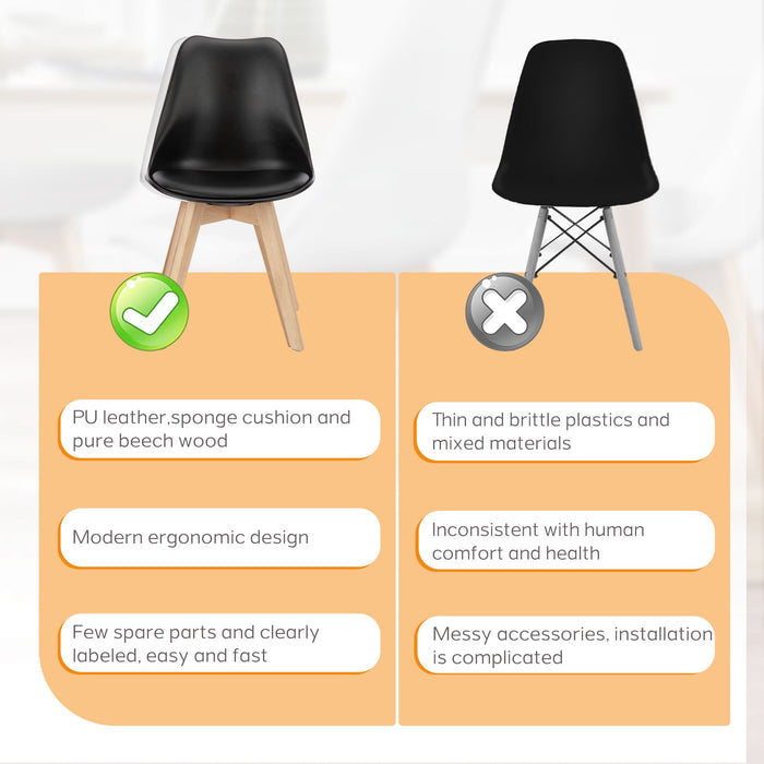 Aidoly Set of 4 Dining Kitchen Chairs, Modern Chair with Wood Legs, PU Leather with Soft Cushion