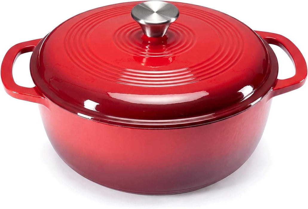 Simenmax 6 Quart Enameled Cast Iron Dutch Oven ¨C Heavy-Duty Round Pot with Lid, Induction-Compatible Cookware for Bread, Stews, Roasts,Red