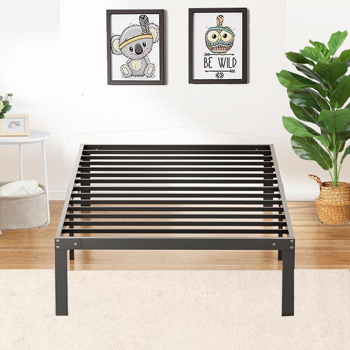 TINKLE WELL Full Bed Frame 14 inch Heavy Duty Metal Platform Bedroom Frame with Storage Space, Steel Slat Support, Black