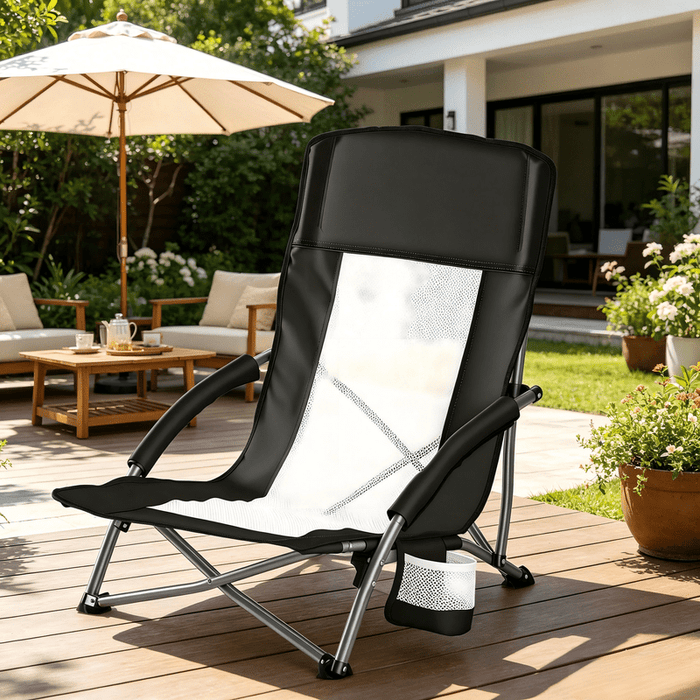 Taoset Ultra-Light Foldable Outdoor Chair – Breathable Mesh Back, 250Lbs Max Load, Side Pocket & Carry Bag – Ideal for Hiking, Summit Views, Outdoor Travel, Black
