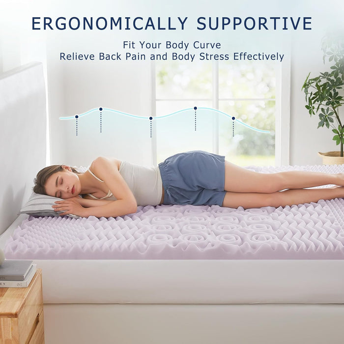 Gel Memory Foam Mattress Topper, 4 inch Bed Topper for Queen Size Bed