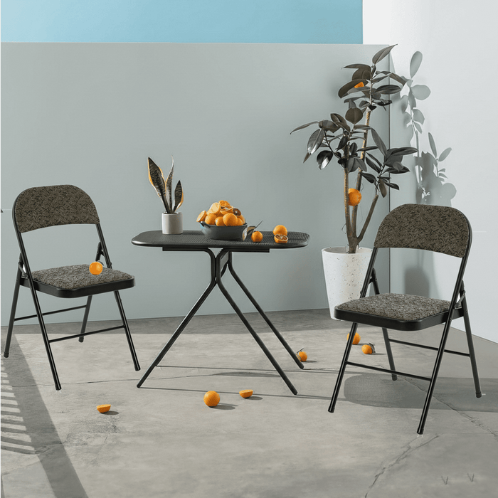 Blorly Folding Chair, 2 Pack Metal Padded Chairs for Outdoor & Indoor, Events Office Wedding Party, 330lbs Capacity, Dark Gray