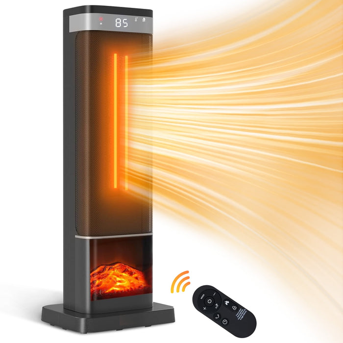 Blorly Space Heater, 24 inch Electric Heater for Indoor Use, Heater with 3 Light Modes, Timer, Remote and Thermostat Control, 60掳Oscillation, Black