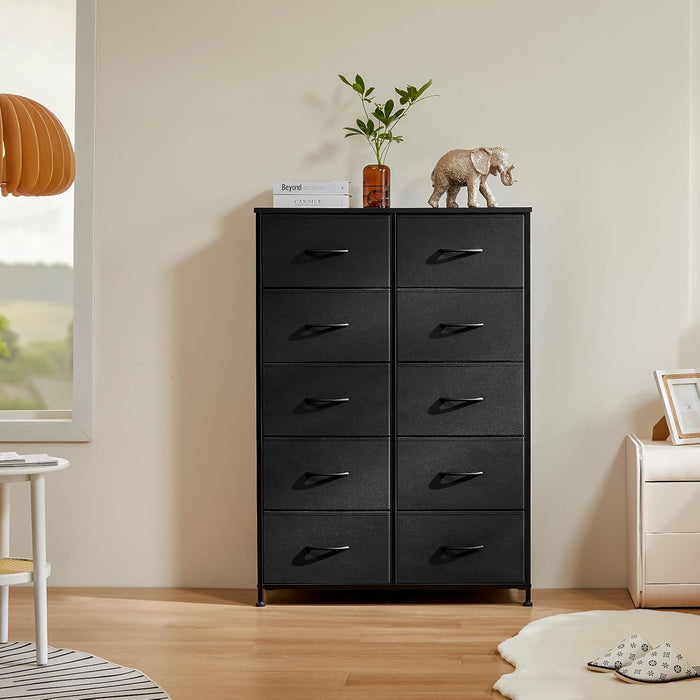 Betcozy 10-Drawer Tall Storage Tower, Giant Vertical Organizer for Living Room, Hallway,Black