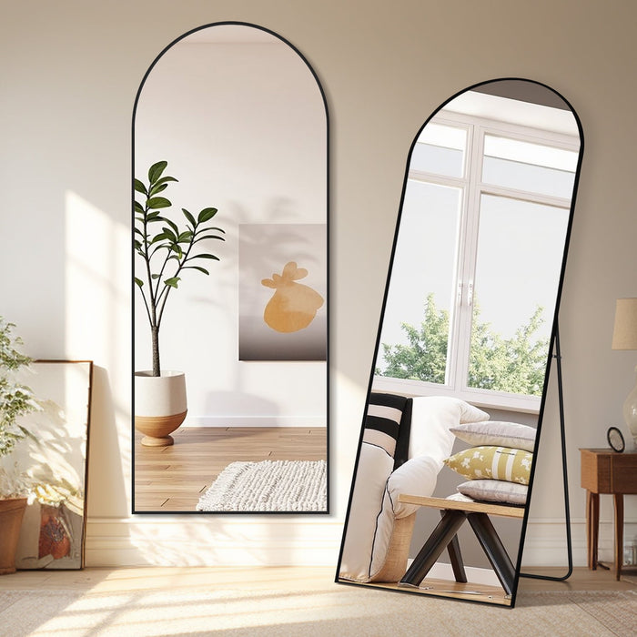 16"x59" Arched Mirror Full Length, Body Wall Mirrors with Shatter-Proof Glass, Floor Standing, Hanging or Leaning, Tall Arch Mirror with Stand Aluminum Alloy Frame for Bedroom Cloakroom