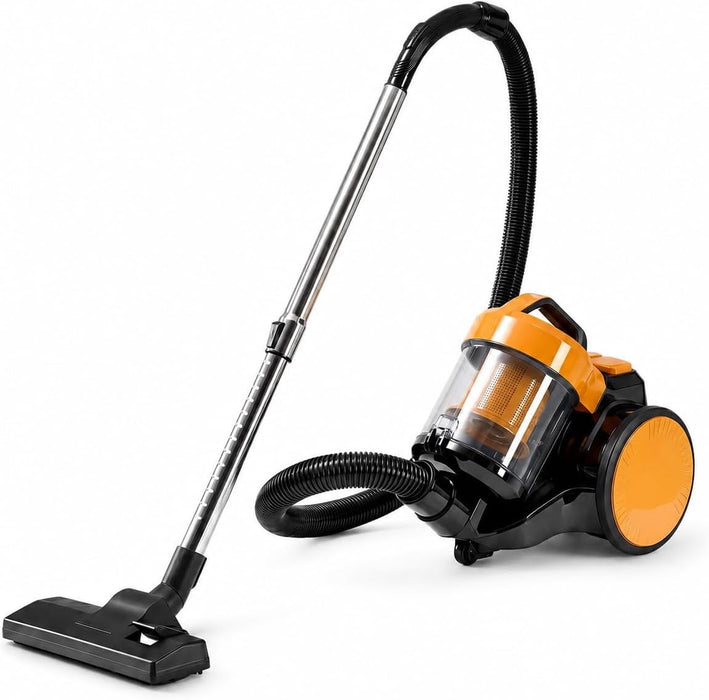 Simenmax Lightweight Vacuum Cleaner, 16KPa Strong Suction, Bagless with HEPA Filter, Canister Vacuum for Hardwood Floors and Carpets, Black Yellow