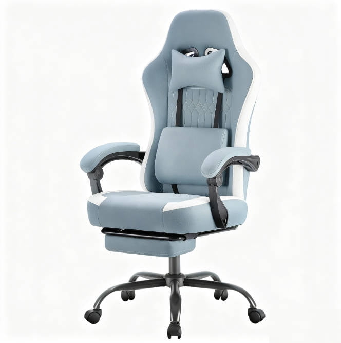 Betcozy Gaming Chair, Ergonomic Computer Chair with Footrest, Lumbar Support, Headrest, Comfy Seating with thicken cushion, Blue
