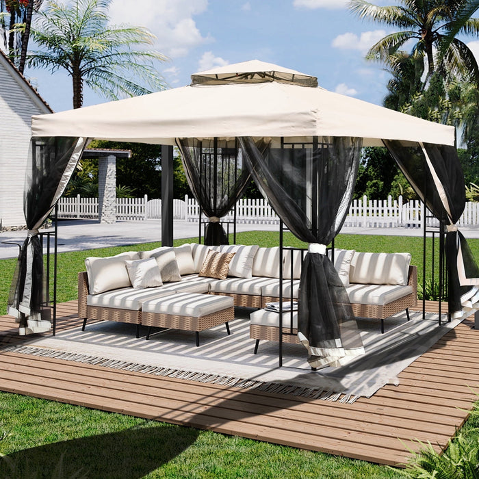 Taoset IULULU 10鈥?x 10鈥?Double-Vented Mosquito Netting Gazebo, Premium Powder-Coated Steel Frame