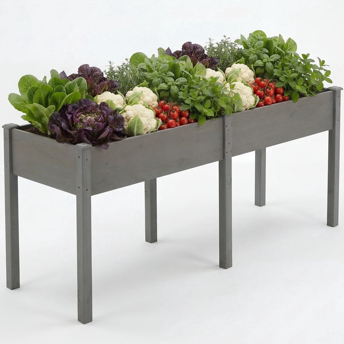 Taoset Wooden Raised Beds for Garden, Elevated Planter Box for Vegetable/Flower/Herb, Raised Growing Bed with Drainage Holes for Patio, Backyard, Garden, Gray, 72"x23"