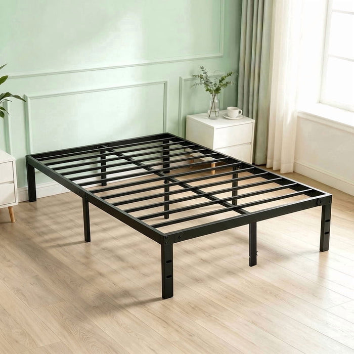 Taoset Metal Platform Bed Frame, 14 Inch Heavy Duty Steel Slats Mattress Foundation, No Box Spring Needed, Quiet Silent Bedframe with Storage, Full, Black
