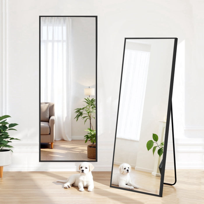 Taoset 58"x19" Full Length Mirror Standing Rectangle Floor Mirrors Body Dressing Wall-Mounted Mirror, Black