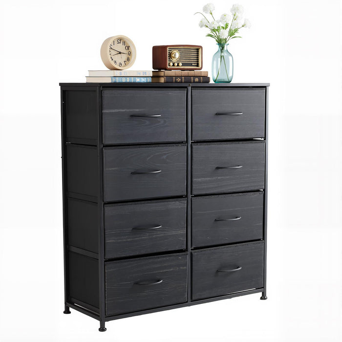 Blorly 8 Drawers Dresser, Storage Dresser Organizer with Drawers, Chest of Drawers, Dresser with Metal Frame and Wood Tabletop for Bedroom, Guest Room, Closet, Entryway, Nursery, Black