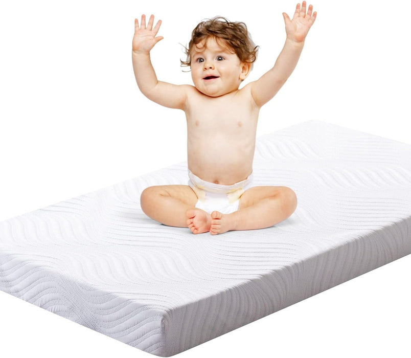 Blorly 4 Inch Premium Foam Crib Toddler Mattress Full Size GREENGUARD Gold Certified Water Resistant and Removable Cover