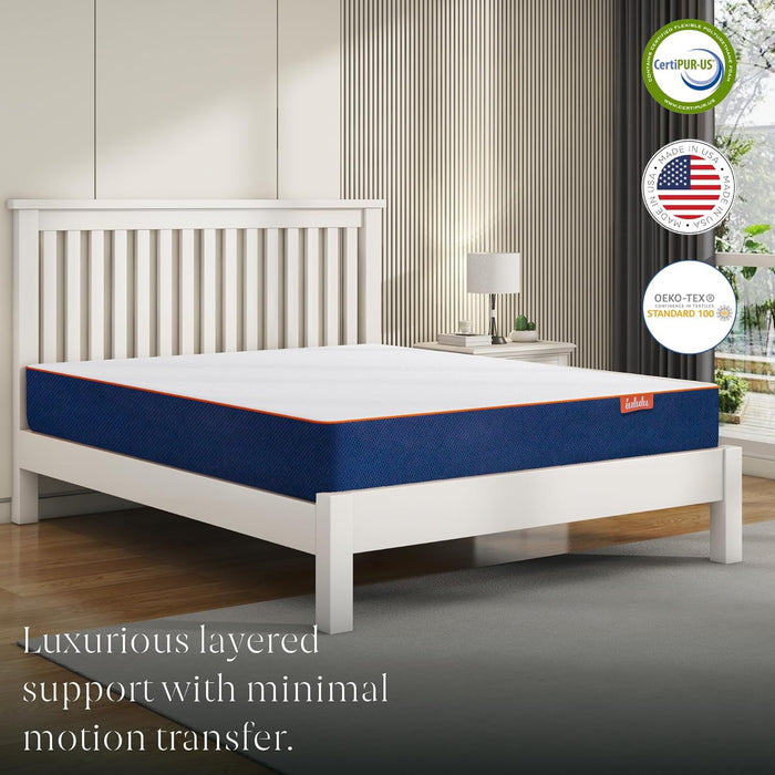 8 inch Twin Mattress, Green Tea Gel Memory Foam Mattress in a box, Medium Hardness Feeling, CertiPUR-US Certified/Made in USA, White