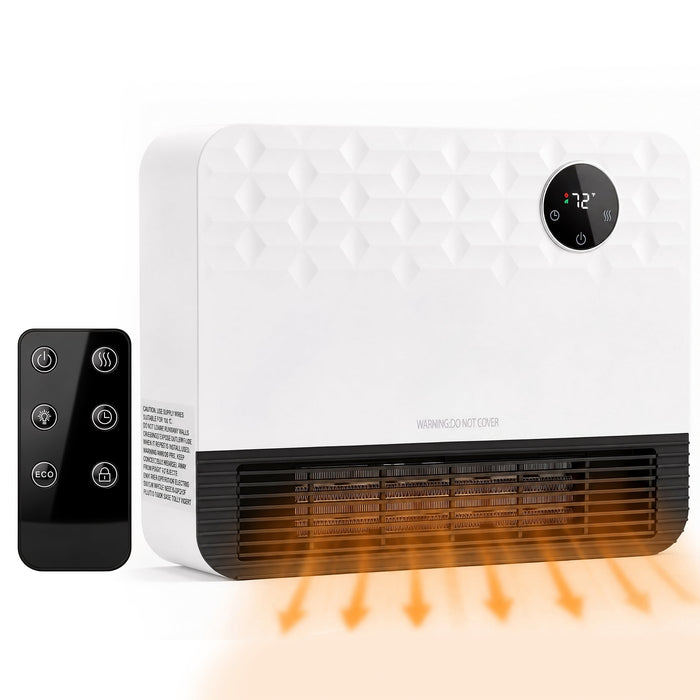 Taoset 1500W Wall Mounted Space Heater, with Remote Control, for Bedroom,White