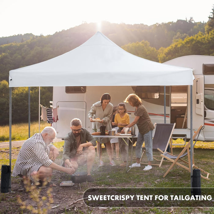 Simenmax Canopy Tent 10x10 Pop Up Canopy Heavy Duty Canopy Tents for Parties Backyard Waterproof Portable Tent Pop Up Shade Canopy with Sand Bags, White