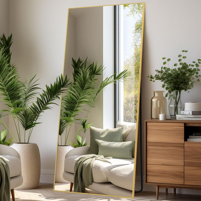 Blorly 65"x24" Full Length Mirror Standing Rectangle Floor Mirrors Body Dressing Wall-Mounted Mirror, Gold