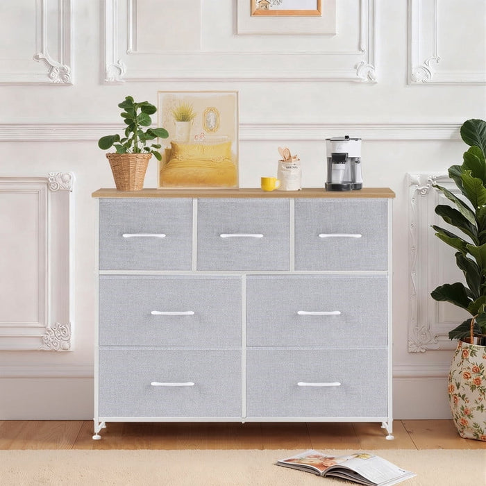 Simenmax 7 Dresser, Storage Drawers with Removable Fabric Bins, Fabric Closet Chests Organizer for Bedroom, Closet, Living Room, Light Gray