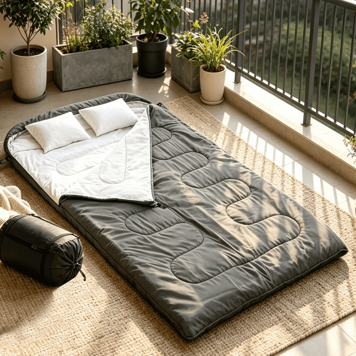 Taoset Double Sleeping Bag with Pillows, Extra-Wide Queen Size Camping Bed Separable into 2 Standalone Single Bags, Warm & Cozy Washable Sleeping Bag for Solo Luxury, RV, Travel, Black
