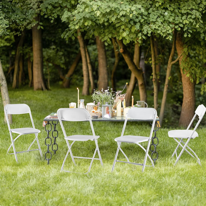 Blorly Folding Chair, 6 Pack Metal Portable Plastic Chairs for Outdoor & Indoor, Events Office Wedding Party, 330lbs Capacity, White