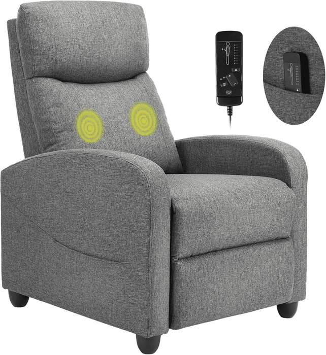 Taoset Massage Recliner Chair with 8 Modes & Adjustable Footrest - 90掳 to 160掳 Reclining for Ultimate Relaxation, Grey