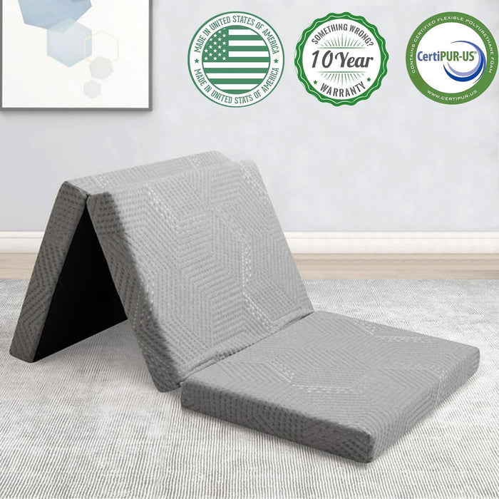 Taoset 4-inch Tri Folding Memory Foam Mattress with Removable Cover,King Tri-Fold Mattress