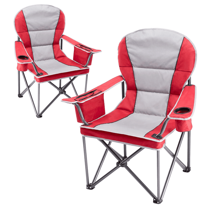 Betcozy Oversized Folding Camping Chair- 500 lbs Heavy-Duty Support , Ultra-Comfortable Design for Adults, Includes Cooler Bag for Outdoor Lawn, Sports & Travel, Red, 2 PCS