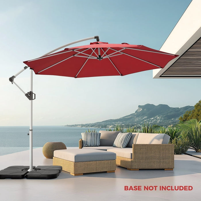 Taoset Patio Umbrella, 10 Ft Offset Outdoors Patio Umbrella with UPF50+ UV Protection, Tilt and Crank Button, for Outdoors, Yard, Poolside, Lawn, Red
