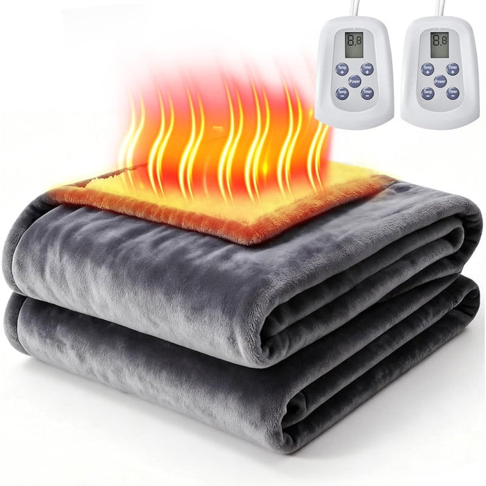 Simenmax Heated Blanket, 77"x84" Electric Warming Blanket with 10 Heat Levels, Ultra-Soft Dual-Sided Flannel & Sherpa Fabric, Machine Washable, ETL Certified for Safe Use
