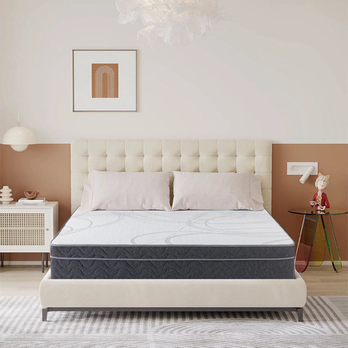 Twin Size 10 Inch Hybrid Mattress in a box , Gel Memory Foam and Spring Mattress Support and Pressure Relief , Medium Firmness, Made in USA,White