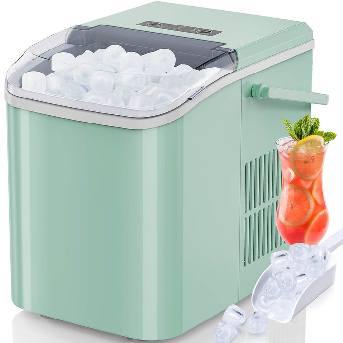 Bigleap Ice Maker Machine Countertop,9Pcs/6Min 26.5Lbs/24H Portable Self-Cleaning Ice Machine with Ice Scoop for Home/Kitchen/Office/Party/RV,Green