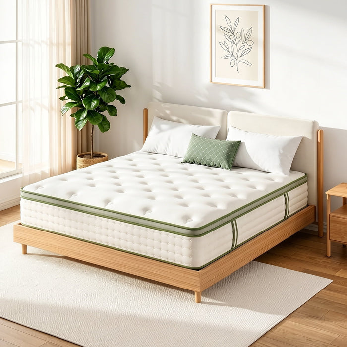 12 Inch Queen Hybrid Mattress in a Box, Multi-Layer Foam Structure Wraps Pocket Springs, Medium Firm with Strong Support