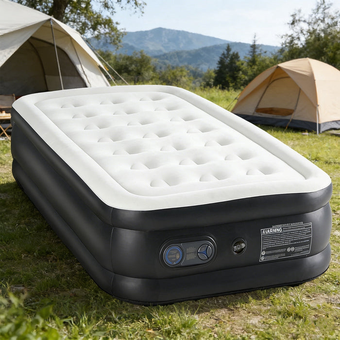 Nextay Air Mattress with Large Capacity Pump, 18'' Quick Inflatable Portable Camping Bed, Supports up to 660 lbs, Twin Size