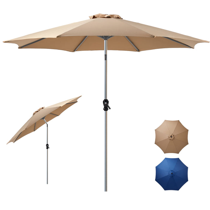Betcozy 9FT Patio Umbrella for Beach, Push Button Tilt and Crank, 8 Sturdy Rib Outdoor Umbrellas for Market, Terrace, Khaki