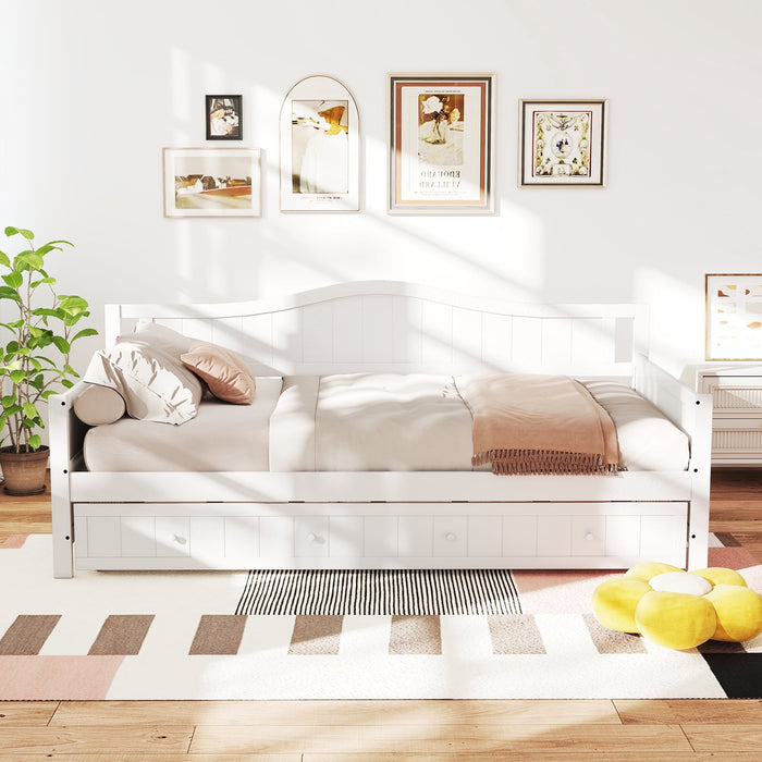 Taoset Daybed Frame Twin Size Platform Sofa Bed Day Bed with Sturdy Wood Slats Mattress Foundation Bedroom Furniture,Noise Free,White