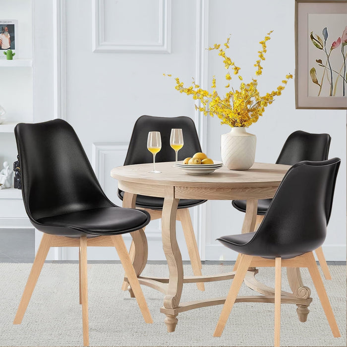 TINKLE WELL Set of 4 Modern Dining Chairs, Versatile Black Table Chairs, Ergonomic Design, Easy Assembly Black