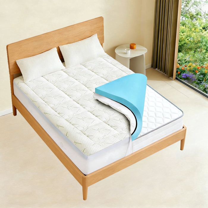 Nextay Dual-Layer Mattress Topper Gel Memory Foam Pressure Relief with Removable Soft Cover for Bedroom, RV, Camper, Twin Size