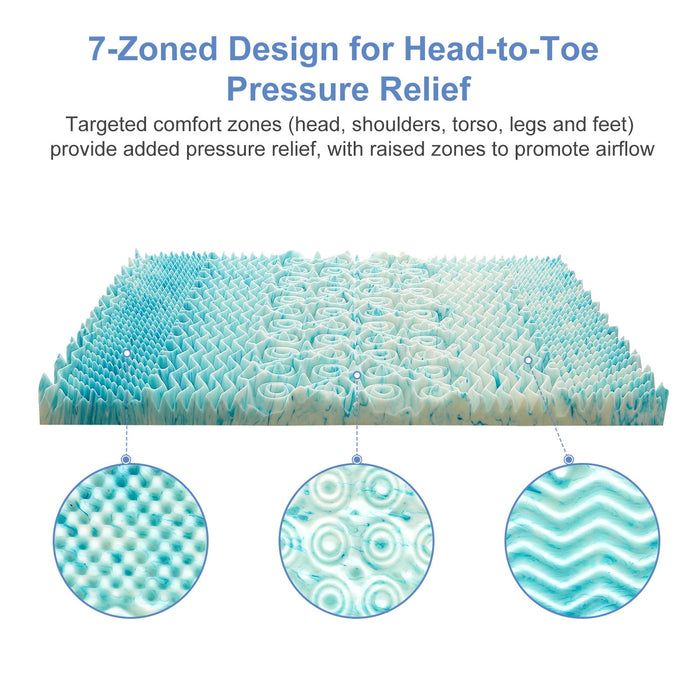 Gel Memory Foam Mattress Topper with Washable Cover,Pressure Relief for Back Pain