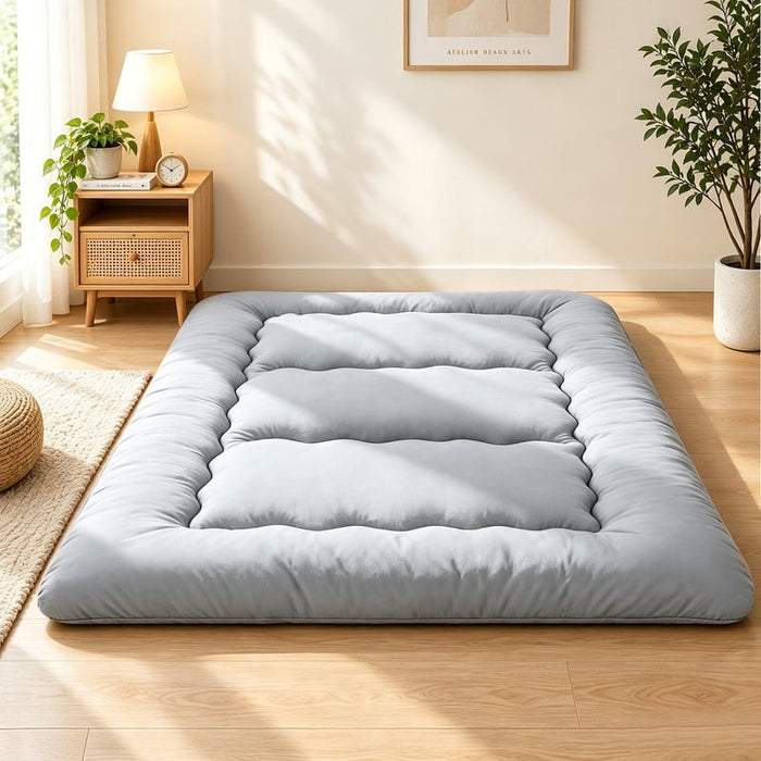 Nextay Queen Size Floor Mattress â€?5-Layer Foldable Tatami Sleeping Pad, Medium Firm Portable Guest Bed with Washable Cover for Camping, Dorm & Home, Gray