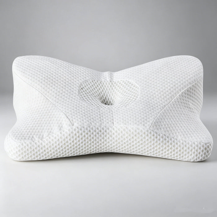 Cervical Neck Pillow Set of 1, Memory Foam Pillow with Removable Cover for All Sleeping Positions, White, 24.02 x 13.78 x 5.12 Inch